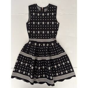 Ted Baker Mariae Sweater Dress 3 (US 8) Black Stars Jacquard Fit Flare Skater